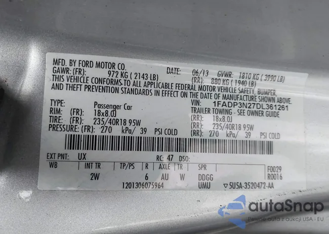 1FADP3N27DL361261: 42201057