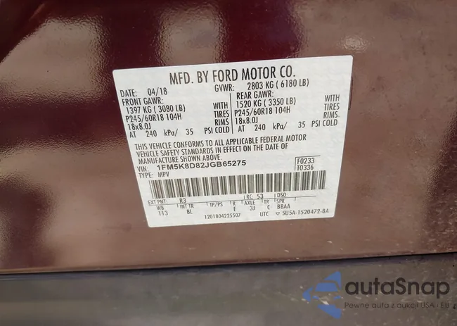 1FM5K8D82JGB65275: 42201124