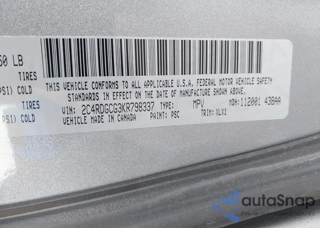 2C4RDGCG3KR798337: 42201160