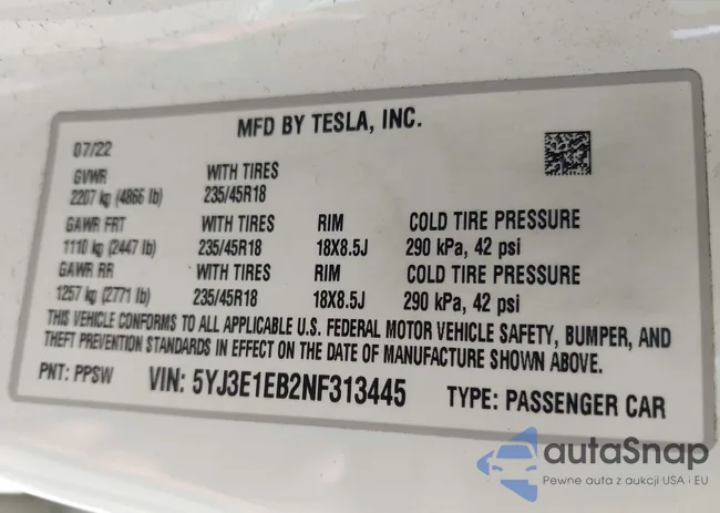 5YJ3E1EB2NF313445: 42201217