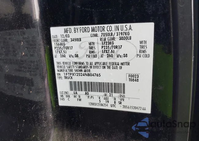 1FTPX12524NB04765: 42201327