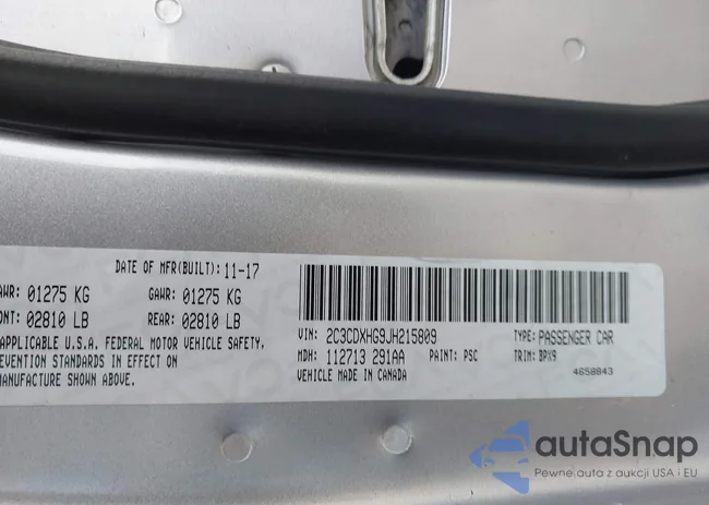 2C3CDXHG9JH215809: 42201345