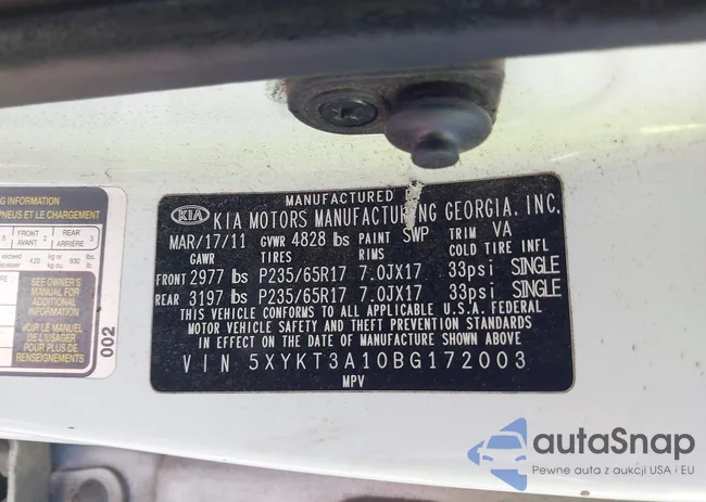 5XYKT3A10BG172003: 42202498