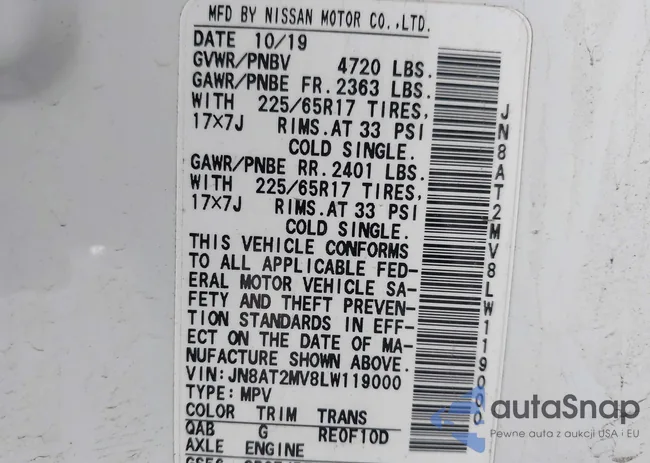 JN8AT2MV8LW119000: 42202884