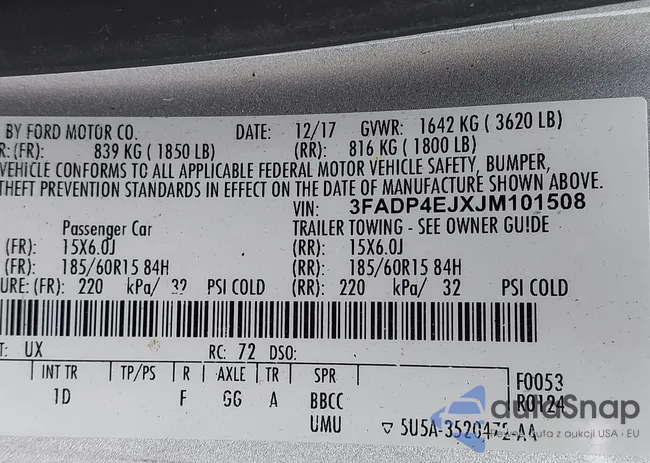 3FADP4EJXJM101508: 42202104