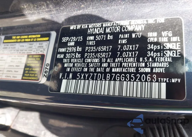 5XYZTDLB7GG352063: 42202105