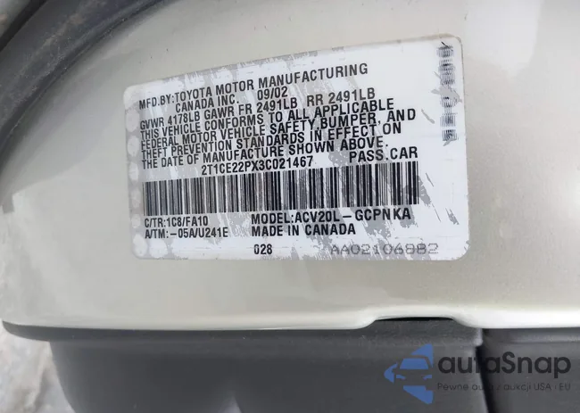 2T1CE22PX3C021467: 42202166