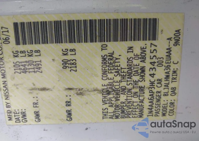 1N4AA6AP3HC434557: 42203547