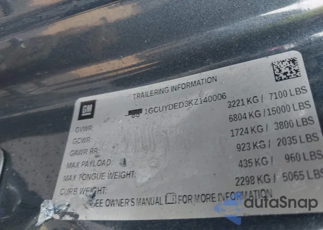 1GCUYDED3KZ140006: 42203553