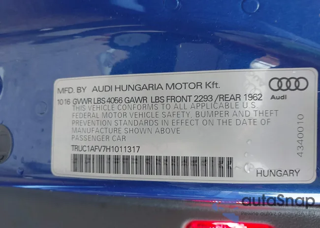 TRUC1AFV7H1011317: 42203624