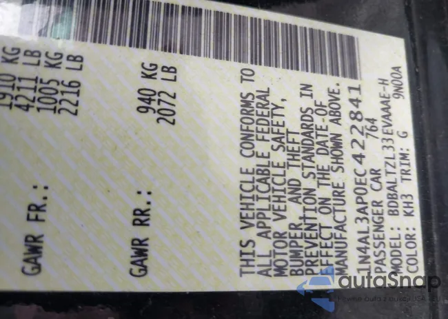 1N4AL3AP0EC422841: 42203845