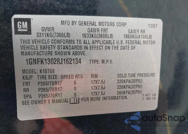 1GNFK13028J162134: 42203889