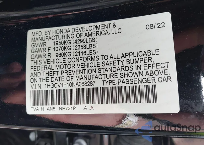 1HGCV1F10NA068287: 42203924