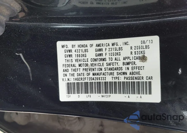 1HGCR2F72DA269332: 42203061