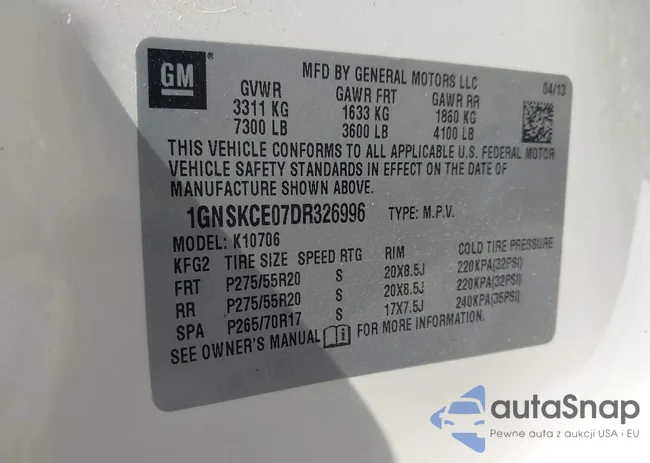 1GNSKCE07DR326996: 42203073