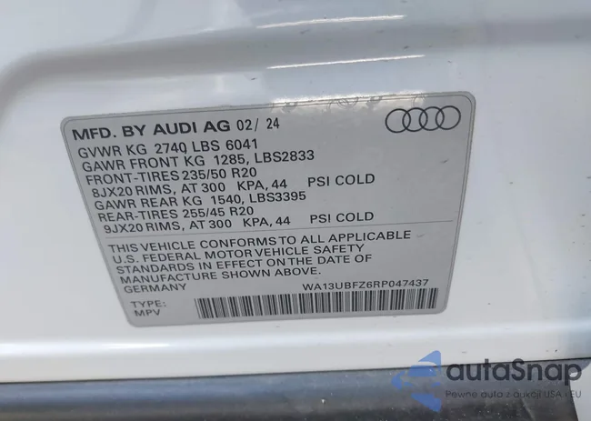 WA13UBFZ6RP047437: 42203164