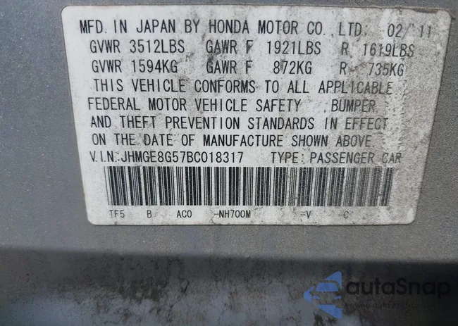 JHMGE8G57BC018317: 42203188