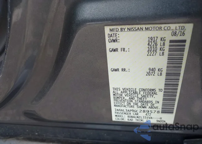 1N4AL3AP9GC289578: 42203383