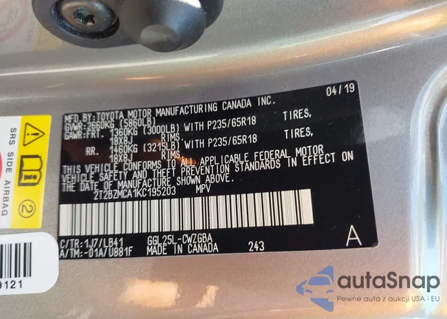 2T2BZMCA1KC195203: 42204442