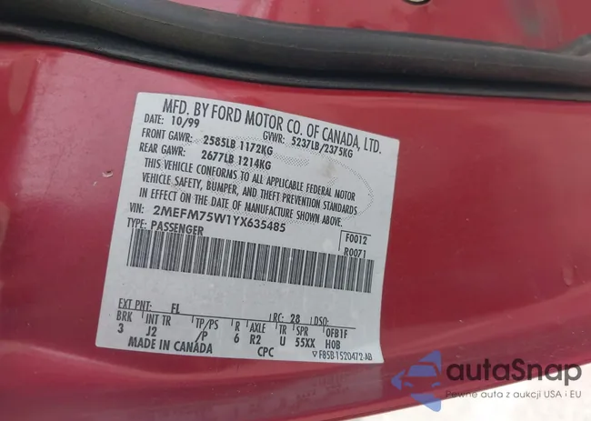 2MEFM75W1YX635485: 42204730