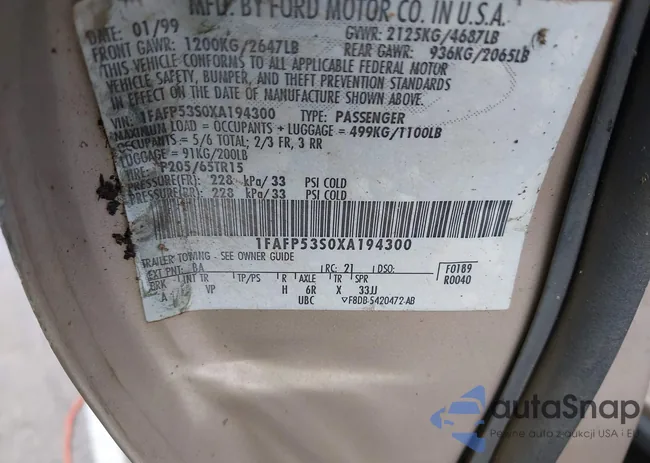 1FAFP53S0XA194300: 42204066