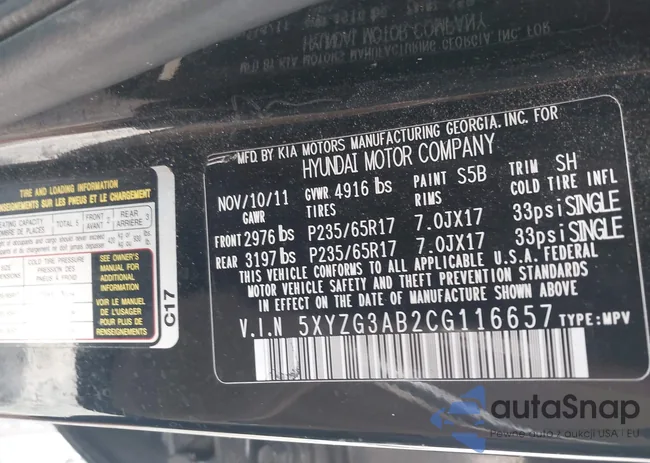 5XYZG3AB2CG116657: 42204112