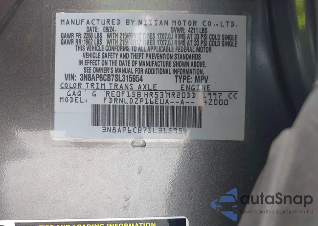 3N8AP6CB7SL315954: 42204242