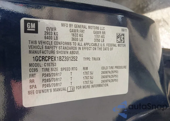 1GCRCPEX1BZ391252: 42204338