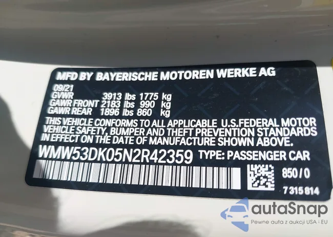 WMW53DK05N2R42359: 42205588