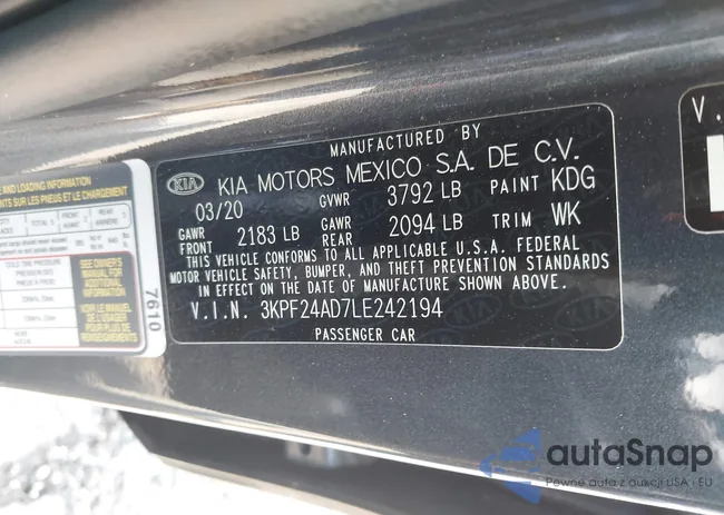 3KPF24AD7LE242194: 42205652