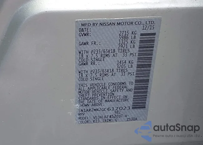 5N1AR2MN2GC612023: 42205715