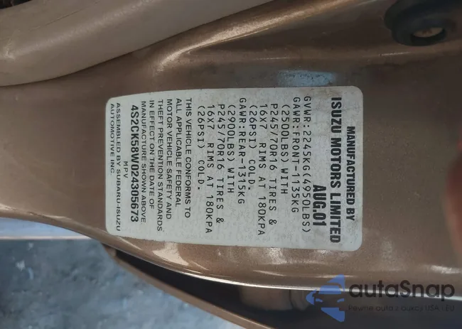 4S2CK58W024305673: 42205119