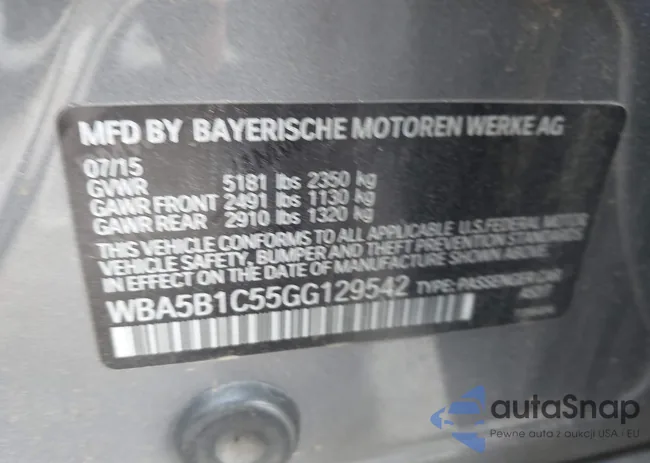 WBA5B1C55GG129542: 42205172