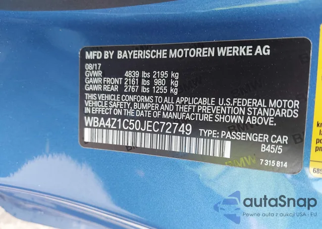 WBA4Z1C50JEC72749: 42205395