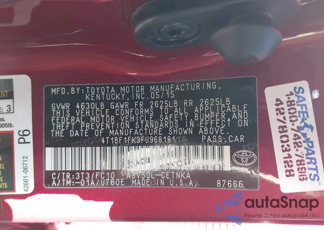 4T1BF1FK9FU968181: 42206479