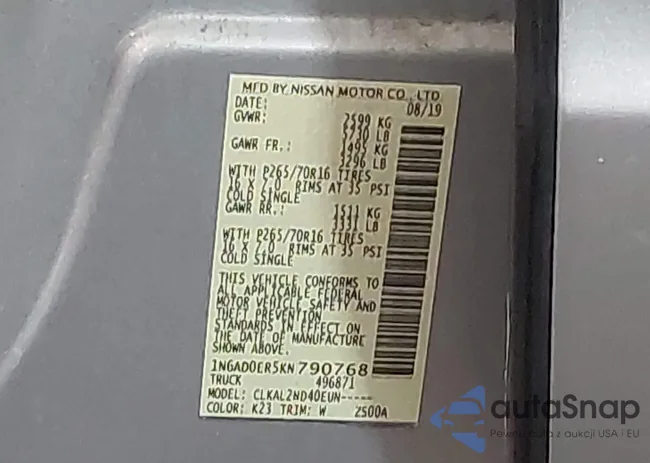 1N6AD0ER5KN790768: 42206732