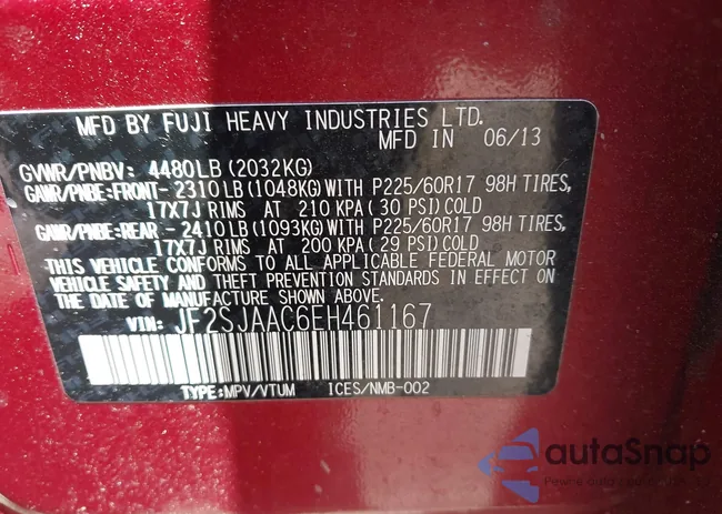 JF2SJAAC6EH461167: 42206742