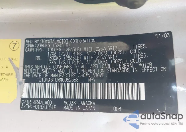 JTJHA31UX40052368: 42206888