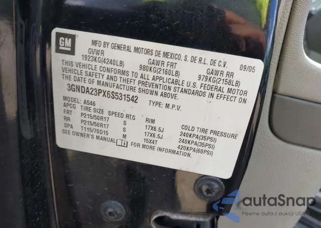 3GNDA23PX6S531542: 42206107