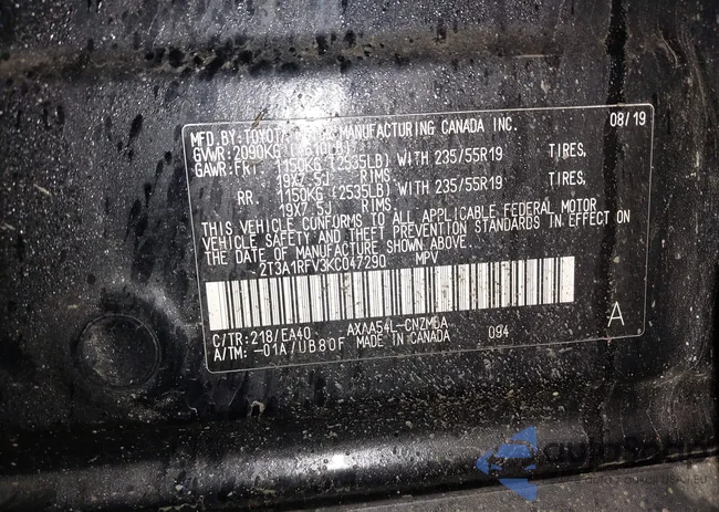 2T3A1RFV3KC047290: 42207714