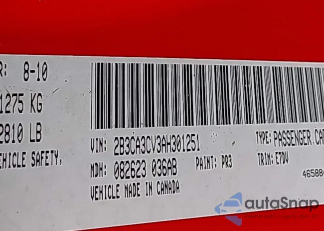 2B3CA3CV3AH301251: 42207743