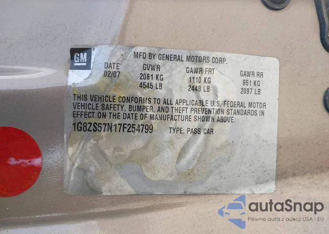 1G8ZS57N17F254799: 42207766