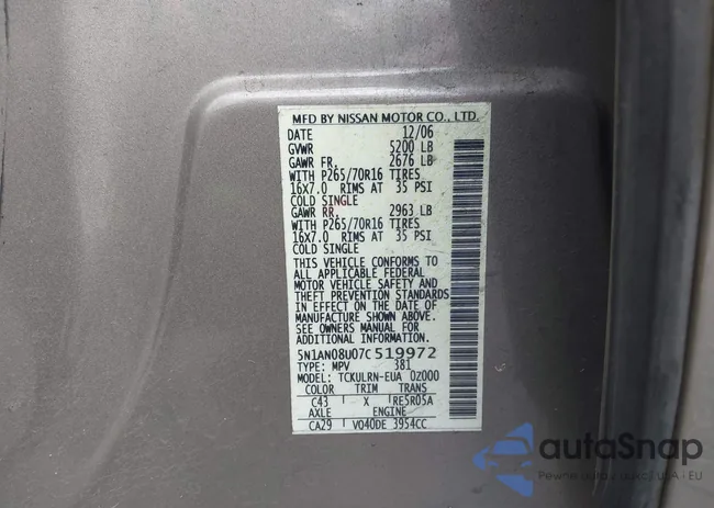 5N1AN08U07C519972: 42207253