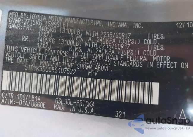 5TDYK3DC0BS107522: 42207305