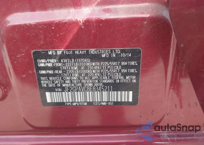 JF2GPAVC8E8345211: 42207411