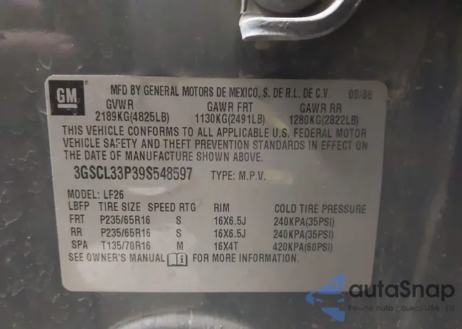 3GSCL33P39S548597: 42208551