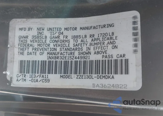 1NXBR32E15Z449921: 42208564