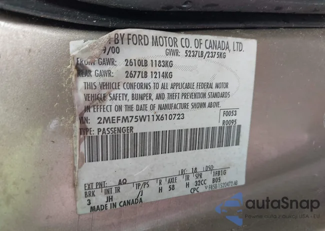 2MEFM75W11X610723: 42208567