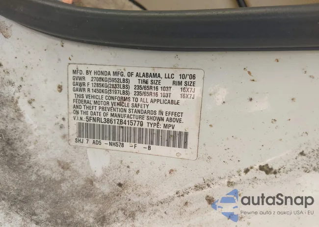 5FNRL38617B415770: 42208632