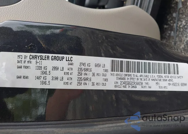 2C4RDGBG2CR160230: 42208654